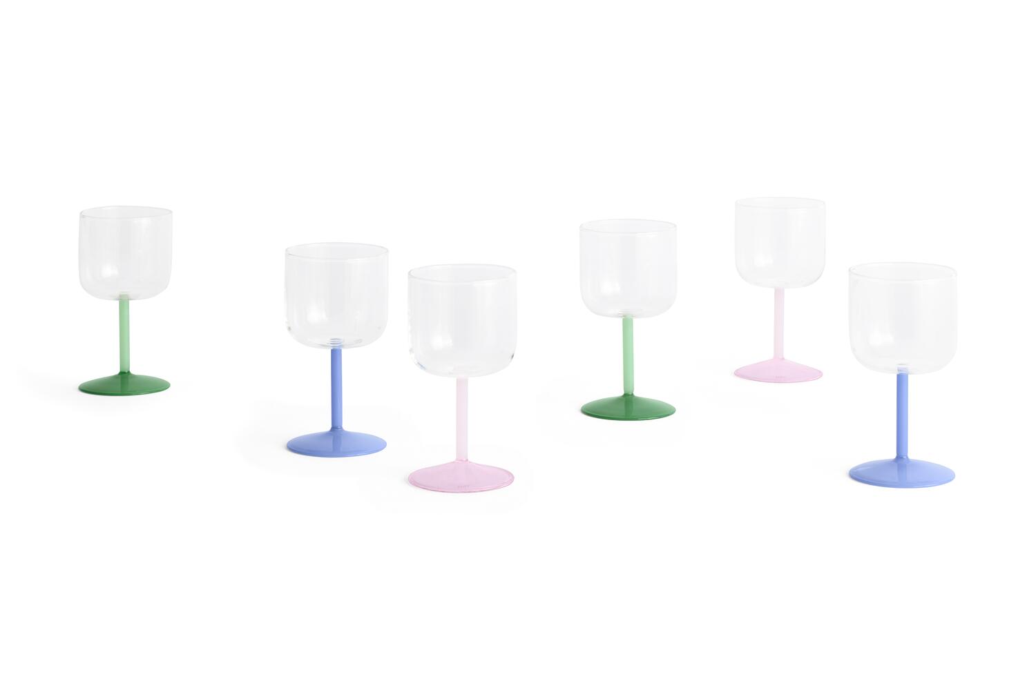 Tint vinglas, klar/lyseblå - 2 stk